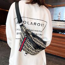 Hong Kong canvas leather bag womens fashion Western style messenger bag letter bag armpit bag chest bag waist bag tide