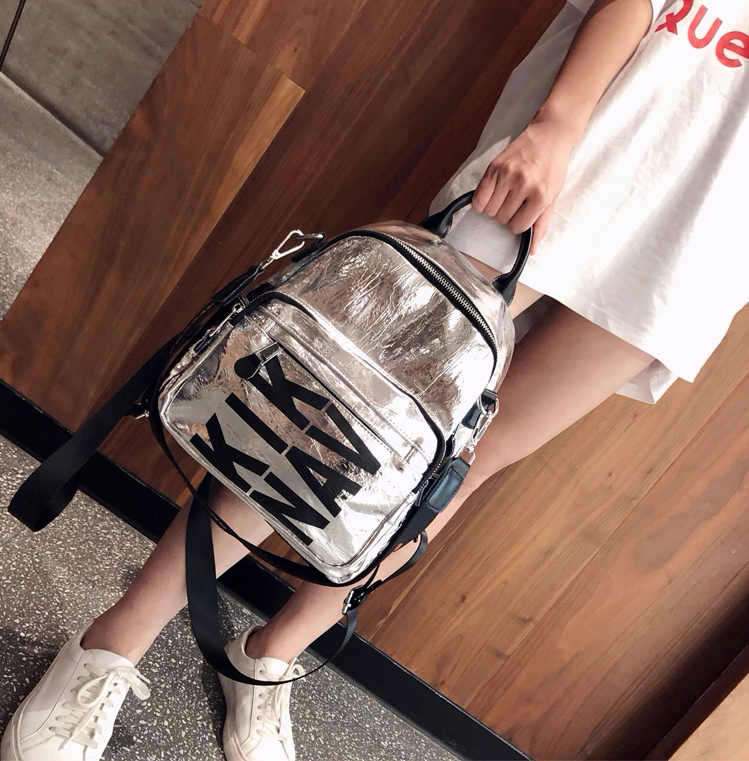 Hong Kong tide brand genuine leather silver backpack female Korean version fashion all-match cowhide soft leather dual-purpose backpack travel bag