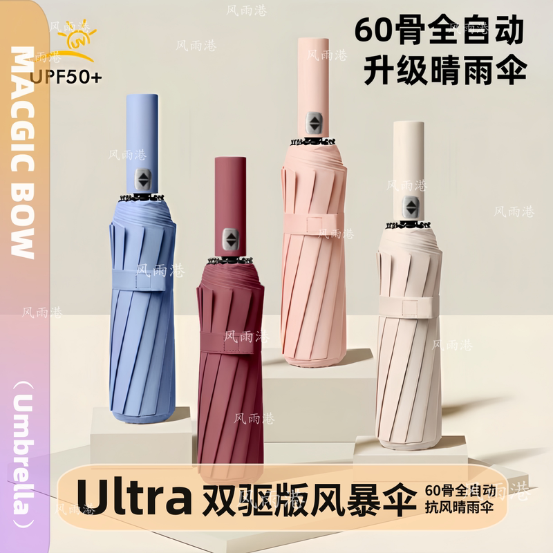[New Model] German Precision-Engineered Fully Automatic Enlarged and Widened Storm Umbrella, Dual-Purpose for Sun and Rain, Professional Sun Protection Umbrella with Black Coating
