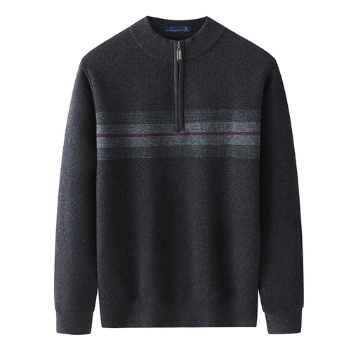 袋鼠 Мужской демисезонный трикотажный удерживающий тепло базовый приятный телу свитер, для мужчины среднего возраста, увеличенная толщина