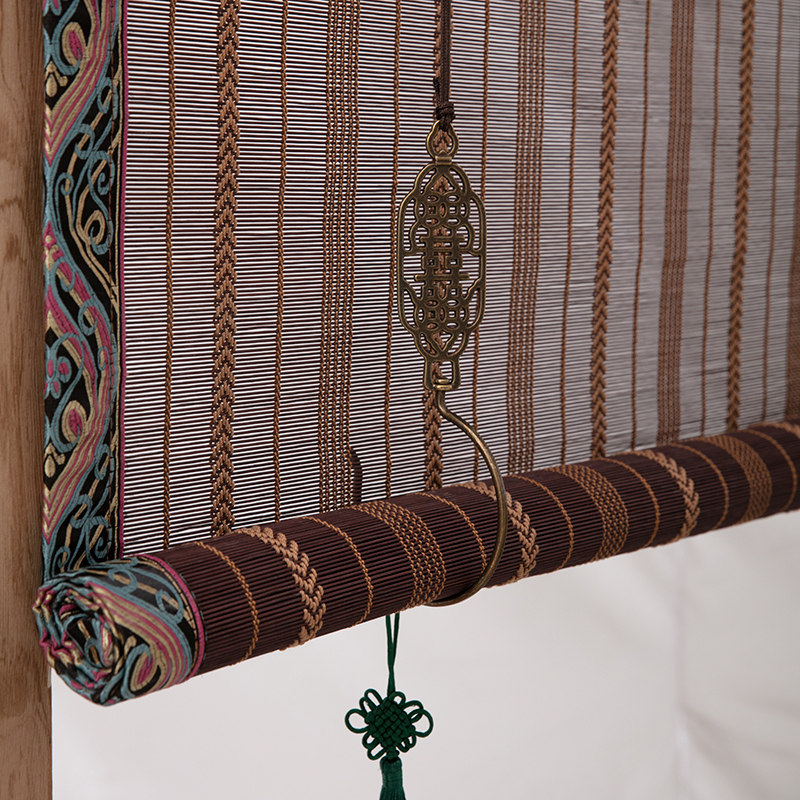 Copper Hook Bamboo Curtain Roller Blind China Wind Curtain Door Curtain Partition Zen decoration Xuanguan Ancient wind shading New Chinese custom