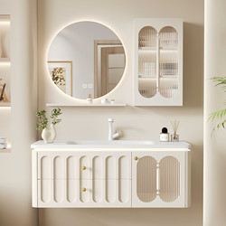 French Cream Style Oak Ceramic Whole Washbin Bathroom Cabinet Combination Bathroom Wash Face Wash Wash Wash Wash Inter-Platform Basin Bathroom