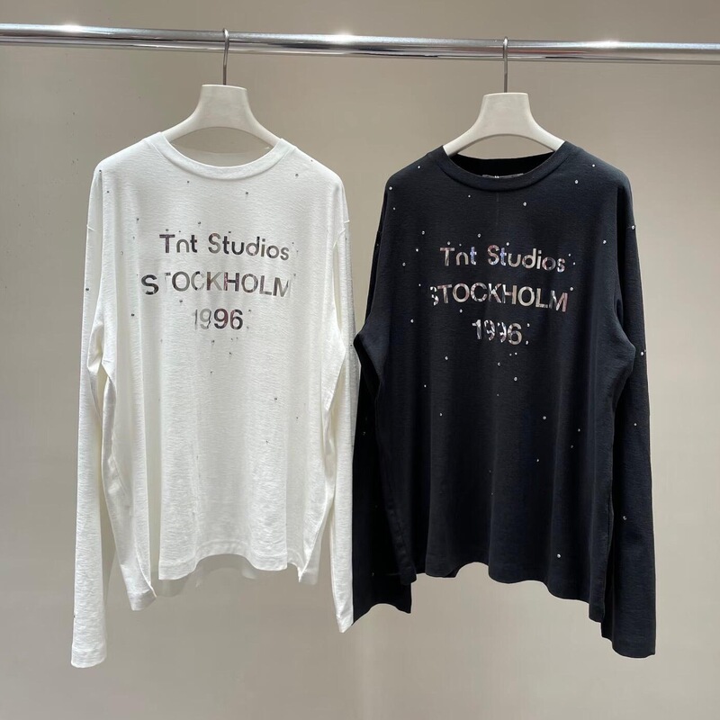 Blcgtnt 25Fw North America Limited Edition 1996 Hot-Stamped Sequin Print Unisex Couple Long-Sleeve T-Shirt Trendy