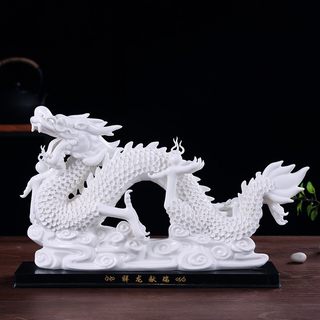 Suitable for white ceramic zodiac dragon ornaments large five-claw dragon beads Chinese dragon office decoration dragon-shaped crafts