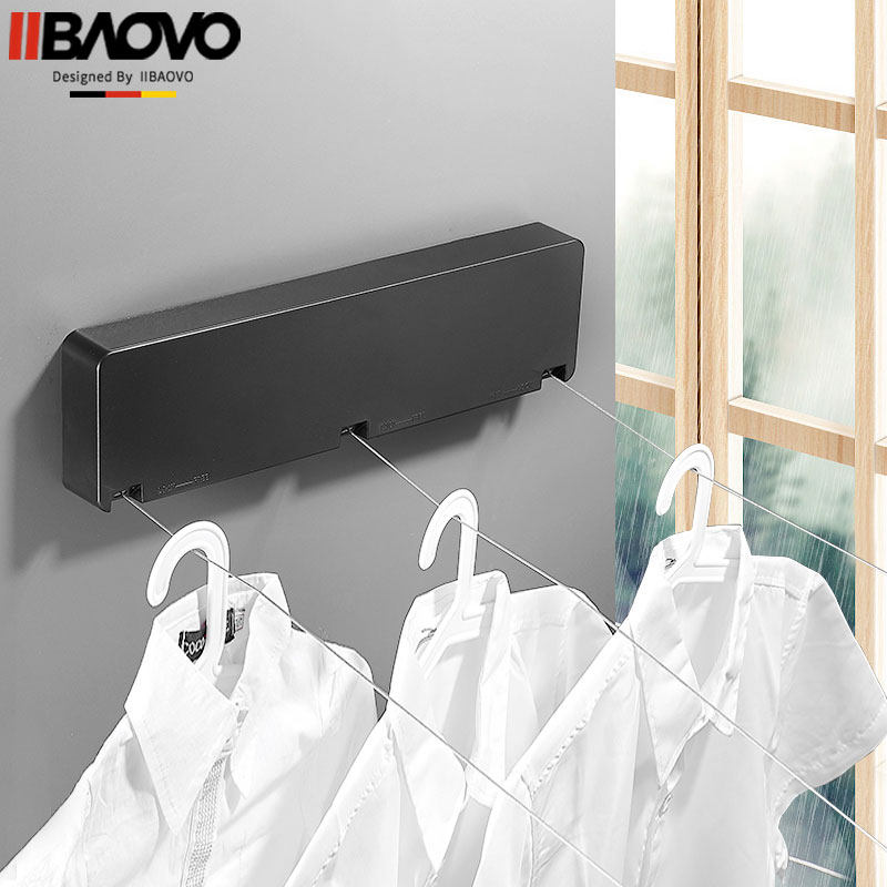 Balcony clothesline rope Stainless steel wire rope Cooler hanger Bathroom telescopic drying quilt clothes artifact free hole