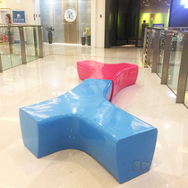  FRP leisure chair Shopping mall multi-person rest splicing combination seat creative modeling chair outdoor public stool