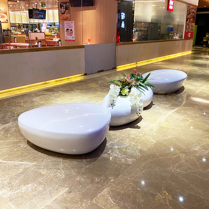 Fiberglass Leisure Chair Shopping Mall Creative Pebble Shaped Flower Pot Seat Outdoor Park Public Rest Area Stool