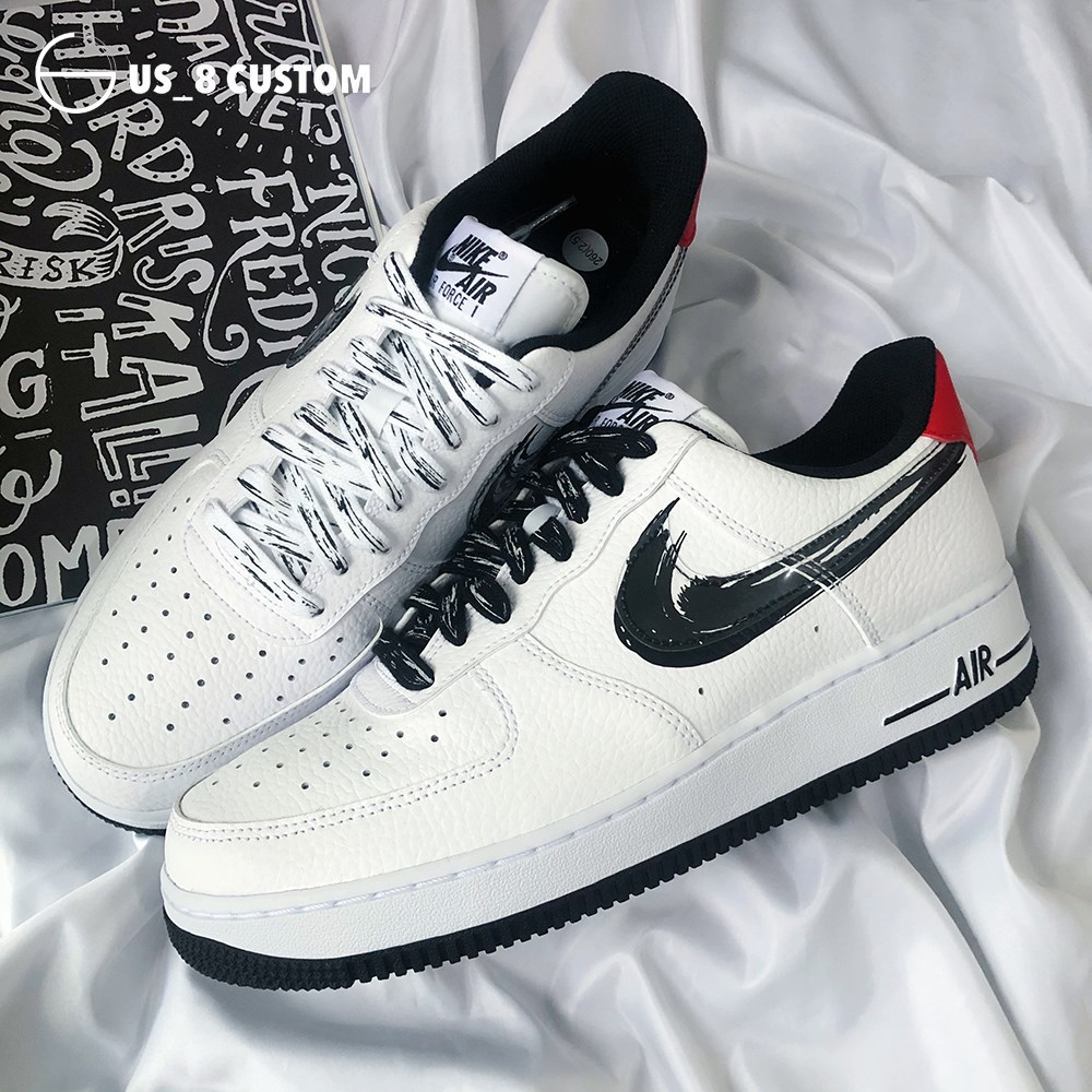 Adapt Nike Nike AJ1AF1 Air Force One Second Meta Blazer Graffiti Cartoon Black & White Pen Brush Laces Flat