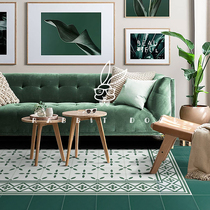 North Eurowind Small Frescoed Green Flower Brick Retro Brick Balcony Bedroom Bathroom kitchen Anti-slip abrasion resistant 200 * 200