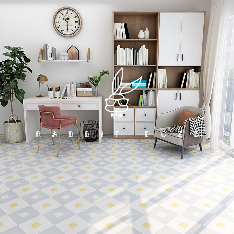 Simple modern small fresh geometric tiles kitchen powder room balcony non-slip floor tiles non-slip wear-resistant 300*300