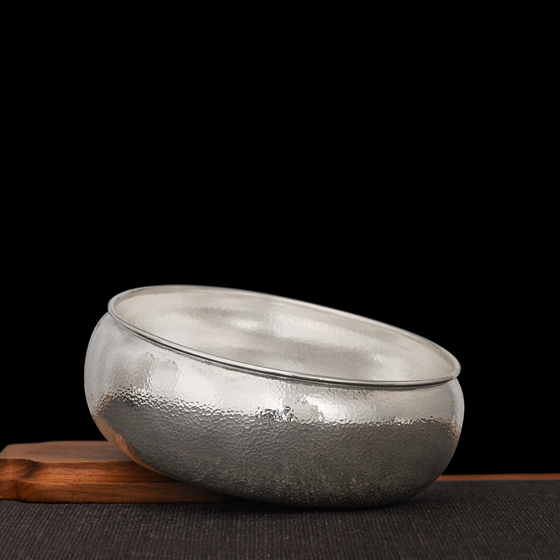 silverware era pure silver 999 tea wash vegetarian light hammer tattooer tea sea home kung fu silver tea set tea track zero matching silver hydrogtoon-Taobao