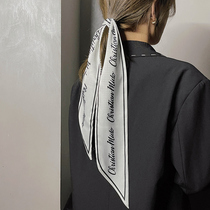 CZ original design silk scarf head rope floating with ponytail French hair band mesh red ultra-fairy headscarf female tie hair band tide