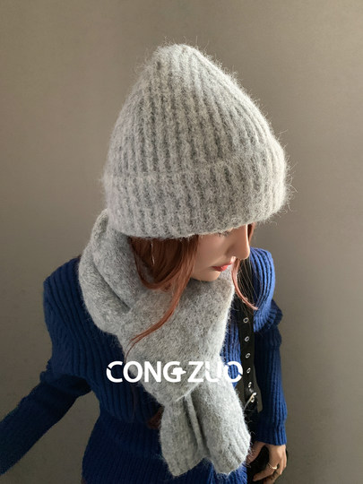 High-end small scarf for women to keep warm in winter, new high-end wool blended versatile gray neck gaiter, soft and waxy windproof scarf