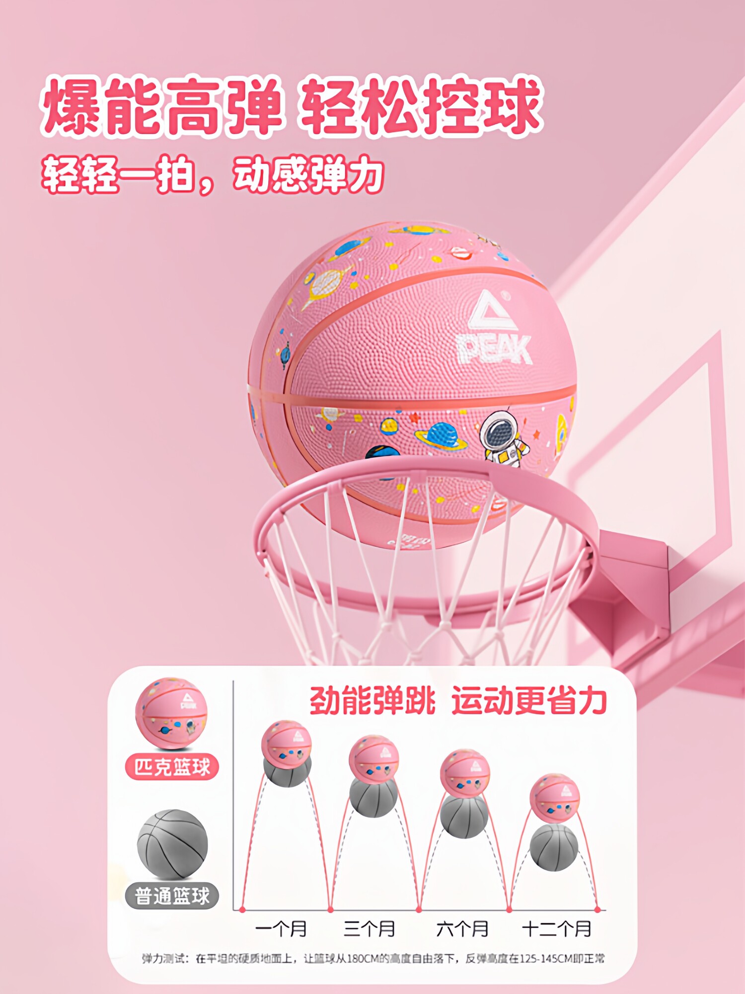 Peak Basketball Official Authentic Children's Basketball for Elementary School Students, Training Size 5, Kindergarten Size 4, Size 3, Durable Leather Basketball