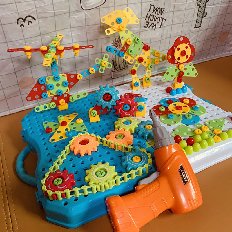 Fun Parquet Children Screw Screws Assembly Toy Boys Puzzle Force Brainpower Multifunction Electric Drill Baby Assembly