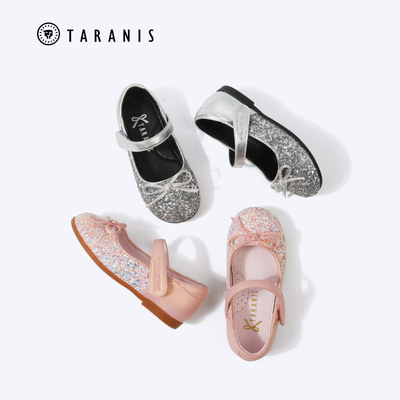 泰兰尼斯夏季新款小童小皮鞋女童闪亮水钻