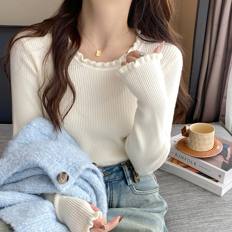 White Base Shirt 2026 New Style Women's Autumn and Winter Inner Wear Round Neck Long Sleeve Small Chanel Style Knitted Top Super Nice Sweater