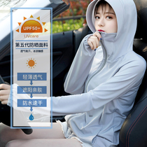 Sunscreen clothes womens 2021 new summer UV-resistant long-sleeved ice silk sunscreen clothes blouse thin mid-length jacket