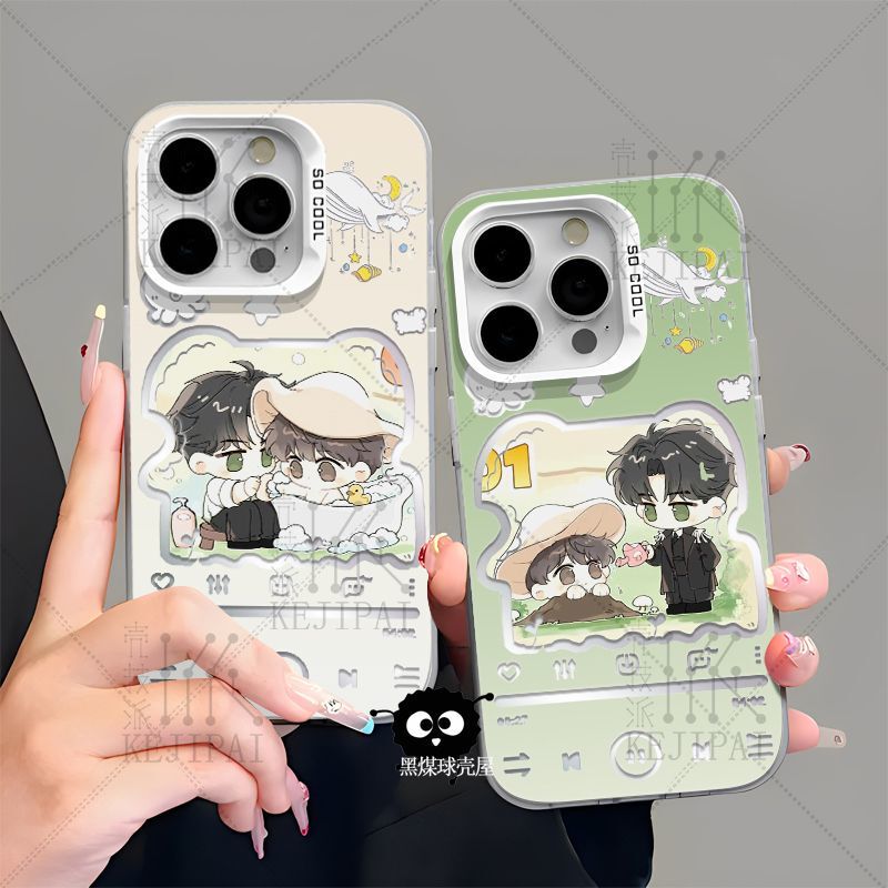 Q-Version Small Mushroom an Zhe Lu Feng Colorful Silver Phone Case Suitable for Oneplus 13, Vivo Y300, Oppo, Apple 17, Redmi