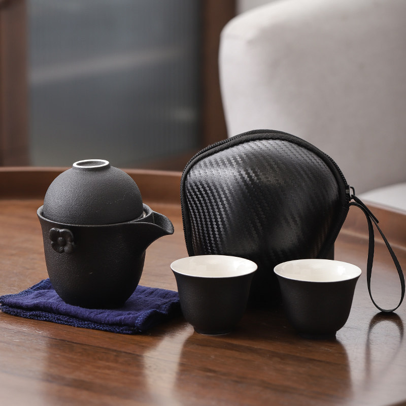 Quick cup black red pottery one pot two or three cups home office kung fu tea set small set simple about modern tea cup