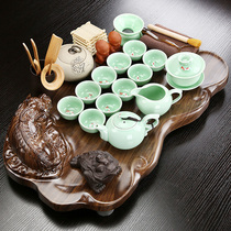 A complete set of Kung Fu tea sets household small sets split tea trays without electromagnetic stove balcony living room office tea sea
