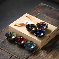 Ceramic master personal teacup Kiln change tea cup Kung Fu tea set Small single teacup Tea lamp Tianmu glaze Single small teacup