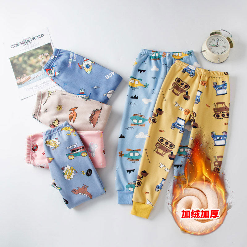 Children plus velvet padded warm pants boys one velvet autumn pants girls trousers autumn and winter baby pants cotton wool pants