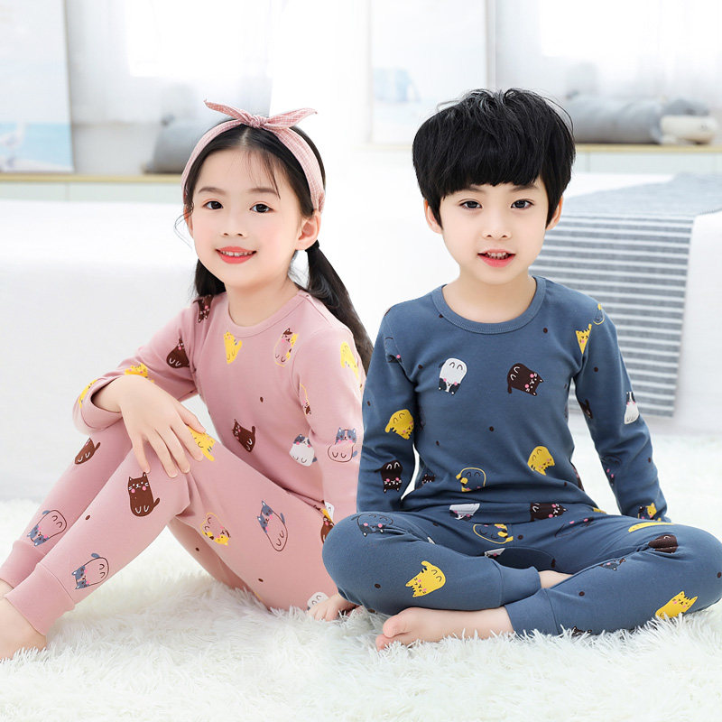 Children's autumn clothes sanitary pants set boys and girls cotton bottoming hot clothes boys baby children cotton pajamas