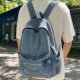 Backpack for Female College Students, Denim School Bag for Middle and High School Students, Large Capacity, Fashionable, Casual, Simple Travel Backpack for Men