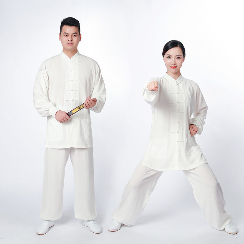 Mùa xuân hè New Xiu Hua Daoyuan Taiji Quần áo nữ Chảy Linen Thực hành ăn mặc võ thuật Performance Nam Trung Quốc Phong cách ngắn Sleeves