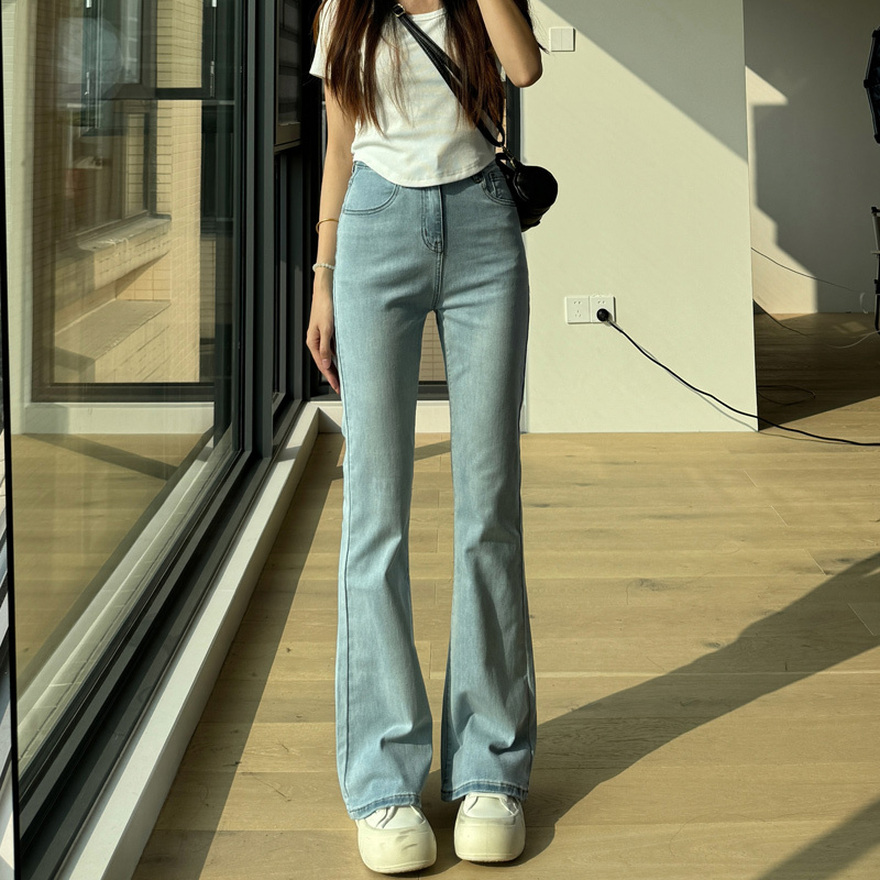 Flared Jeans for Women 2026 New Spring/Summer High-Waisted Slimming American Style Light Blue Petite Bootcut Pants Flared Jeans for Women 2026 New Spring/Summer High-Waisted Slimming American Style Light Blue Petite Bootcut Pants