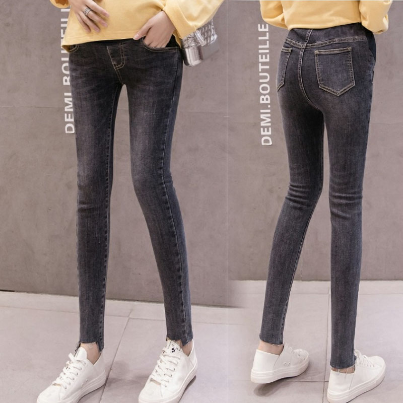 Maternity pants autumn and winter models add velvet outer trousers Maternity jeans spring and autumn thin models black and blue small feet with pants women