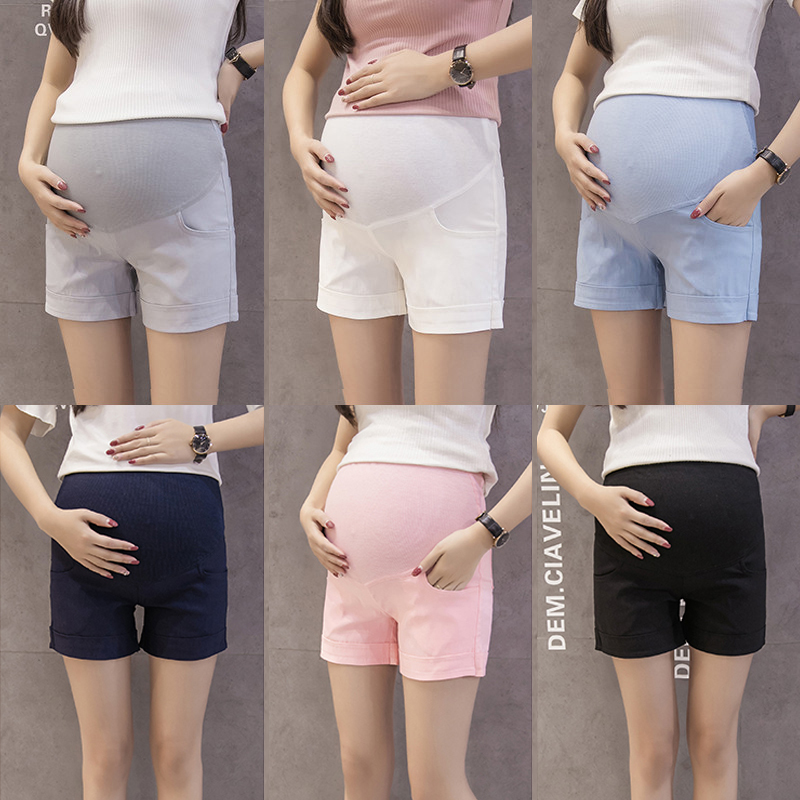 Maternity pants summer 2021 thin belly pants fashion stretch maternity three-point pants Maternity shorts women wear summer outside