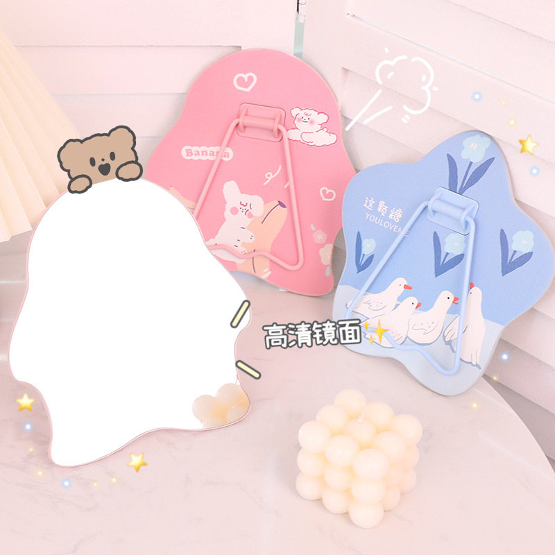 SIFIRE Mirror Students cute creative dormitory household portable folding table glass makeup mirror