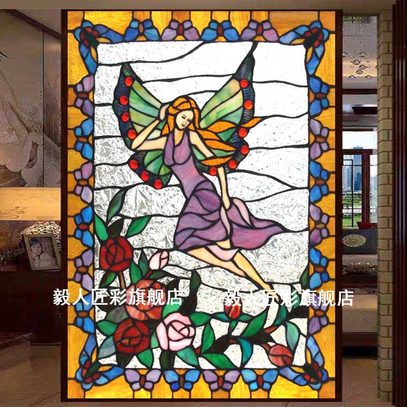 艺术玻璃教堂蒂凡尼屏风彩色复古镶嵌门窗隔断灯片壁挂客厅包邮 Изображение 1