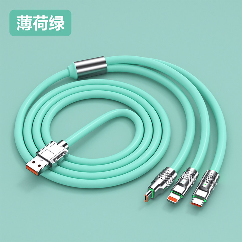 Super Schnelllade-Kabel für 120W Dreifach-Schnelllade-Datenkabel kompatibel mit Apple, Vivo, Huawei, Android Blitzladung