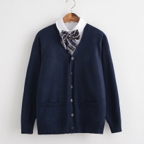  Japanese navy cardigan college style JK uniform sweater V-neck sweater sailor suit womens jacket autumn and winter student clothes