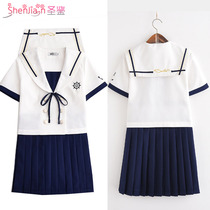  Basic JK navy style short-sleeved intermediate suit Orthodox Japanese soft girl jk uniform sailor suit Student school uniform suit