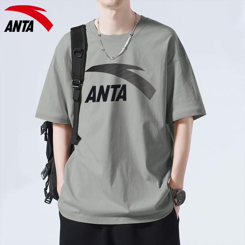 Anta short sleeve T-shirt male large logo Comeback Trend Sports Blouse Summer Loose Casual 100 Comfortable Half Sleeve-Taobao