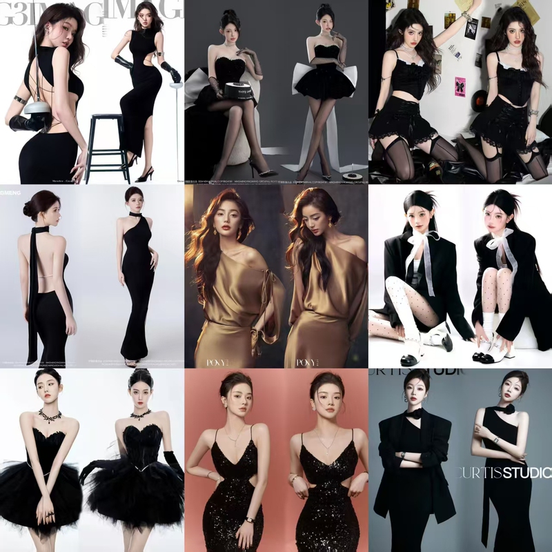 Photo Studio Photography Theme Clothing, Elegant and High-End, Retro Black Portrait Theme, Personal Art Photo Photography Clothing