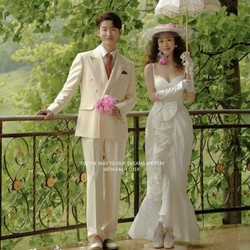 New movie studio French outer scenery manor photo photo, waist fishtail camisole retro wedding theme photography dress