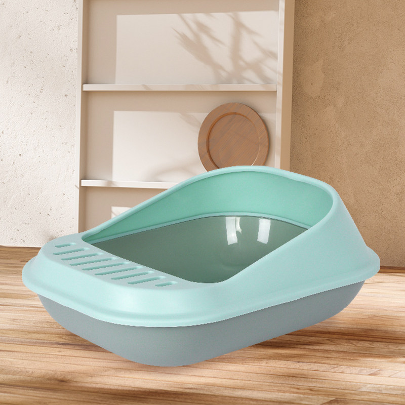 Cat litter basin semi-closed anti-splash cat toilet deodorant large size shit basin anti-sand cat litter with cat litter