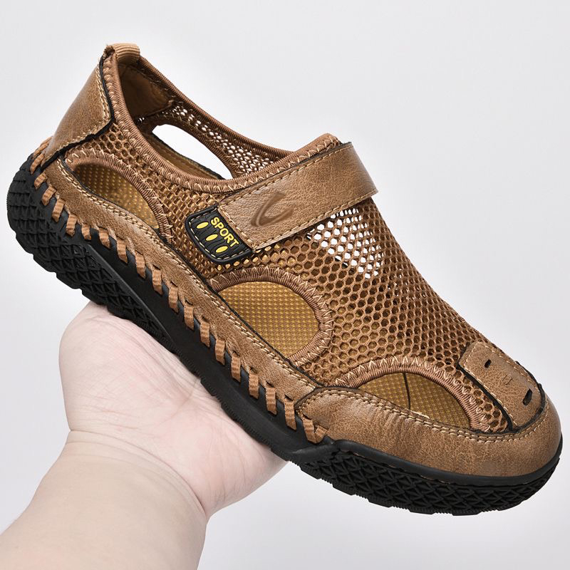 ドイツ製キャメルダイナミックメッシュシューズメンズ夏用通気性クローズドトゥサンダルメンズアウトドアレジャーメッシュホールビーチシューズ