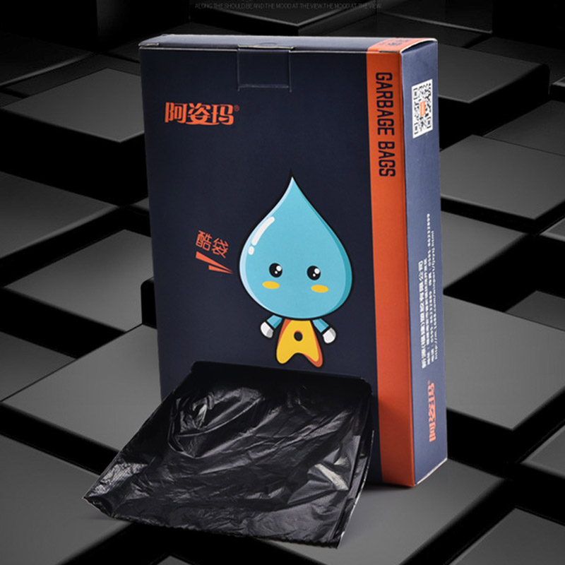 Garbage bag household thickened removable black disposable vest kitchen powder room large plastic bag boxed