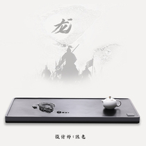 Stone craftsman Wu Jinshi tea plate Stone simple natural whole original stone carving large tea sea creative relief