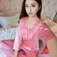 Mùa xuân và mùa thu quần dài tay mỏng đồ ngủ lụa phụ nữ tenave lụa băng mùa hè sexy chất béo cộng với mã ngắn tay quần áo nhà