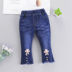 0-5 tuổi cô gái denim quần mùa xuân và quần jean bảy điểm quần mùa hè mặc mới mỏng có thể mở cho trẻ em 