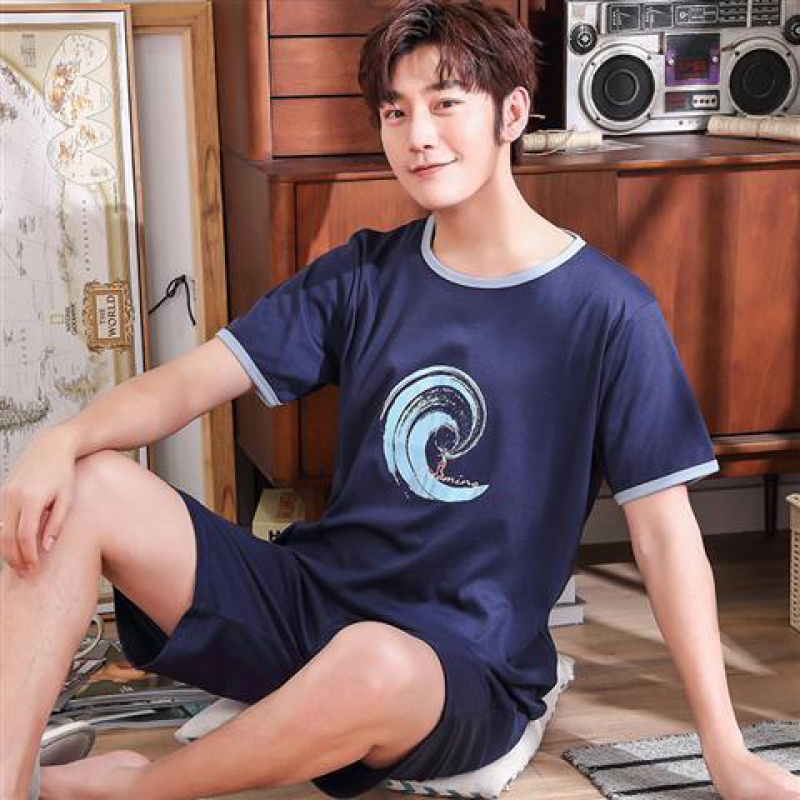 Mùa hè học sinh trung học của nam giới trẻ đồ ngủ cotton ngắn sleevesummer tuổi teen mỏng bông junior cao mất phù hợp với đất của nam giới