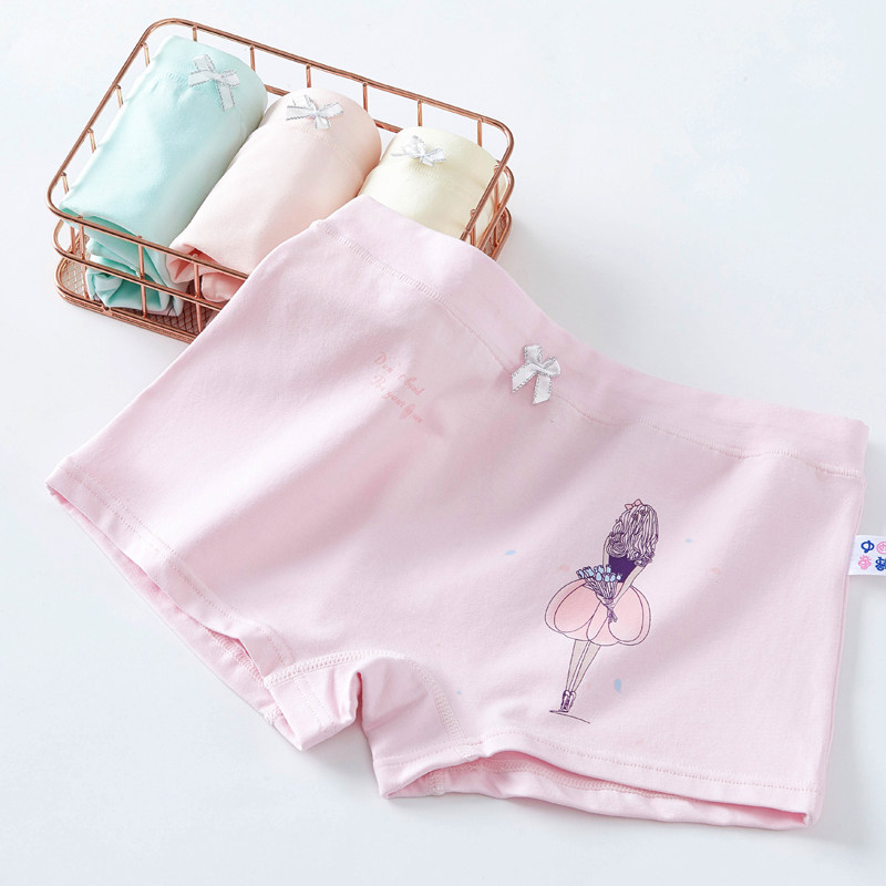 Lady Briefs Pure Cotton Flat Corner Full Cotton Crotch Anti-bacterial Breathable Maiden High School High School High School High School High School High School Junior High School Children Mid Waist