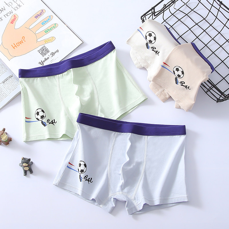 Men's four-corner briefs Pure cotton Young men's boys'boys' boys' first high school boys junior high school boy's four-corner short pants head